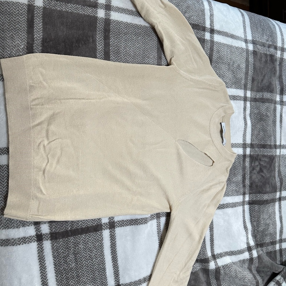 Cream Long Sleeve Sweater with Cutout